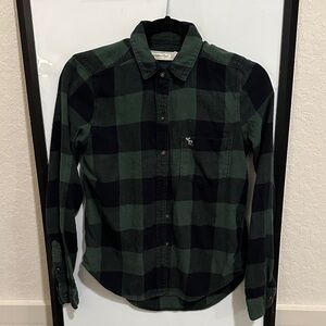 Abercrombie & Fitch Green and Black Checkered Shirt